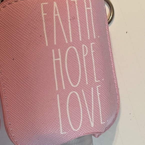 Rae Dunn "FAITH HOPE LOVE" Hand-Sanitizer LOT OF 2 Holder With Travel Bottle - Picture 2 of 7